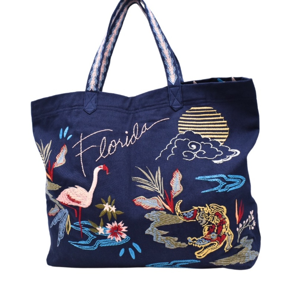 Johnny Was Blue Tropical Vacation Tote